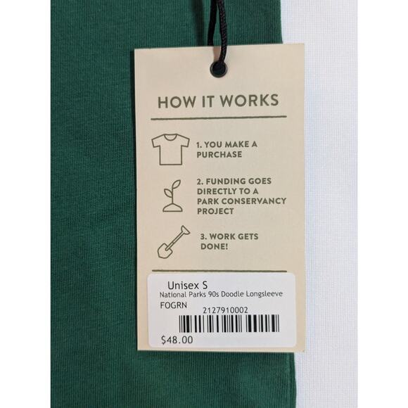 NWT Parks Project National Parks 90's Doodle Long Sleeve Tee in Forest sz Small - Picture 4 of 4